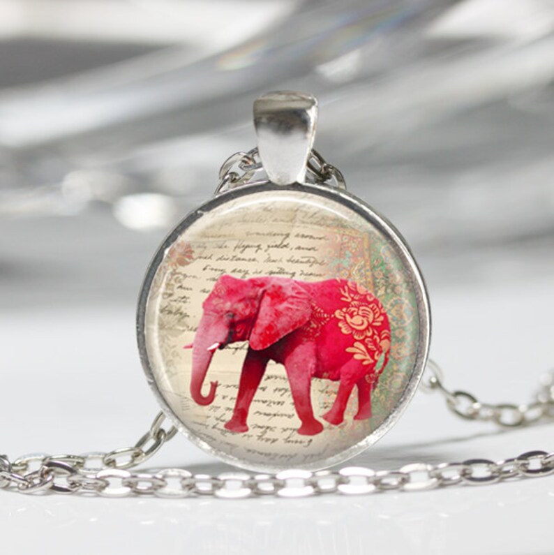 Red Elephant Necklace Elephant Jewelry Safari India Good Luck Etsy