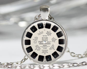 View Master Necklace Vintage Viewmaster Reel Viewfinder Eighties Fads Geek Art Pendant in Bronze or Silver with Chain Included