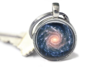 Spiral Galaxy Key Chain, Galaxy Key Ring, Astronomy, Cosmos, Outer Space, Keychain