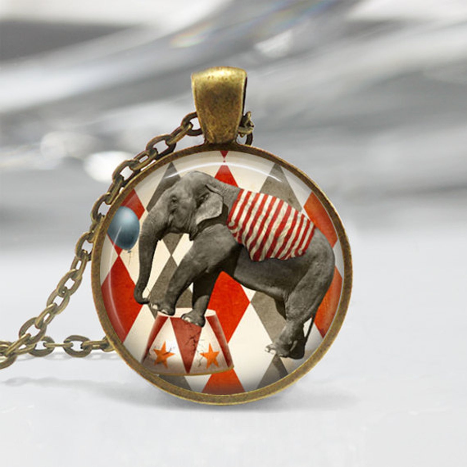 Circus Jewelry Elephant Necklace Three Ring Big Top Carnival Etsy