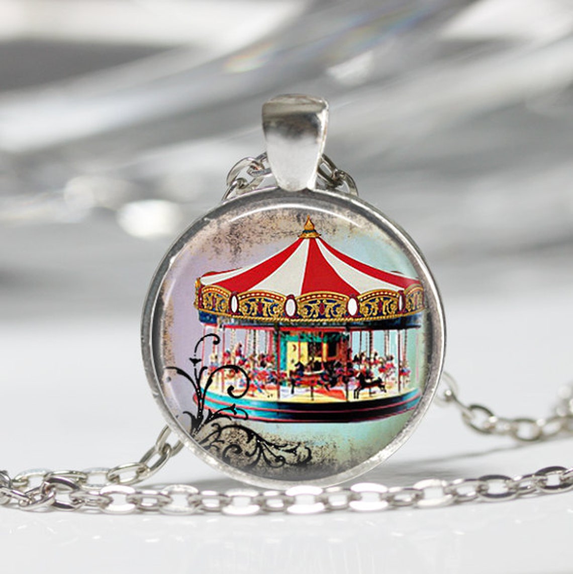 Merry Go Round Necklace Carousel Jewelry Carousel Horse Circus Etsy