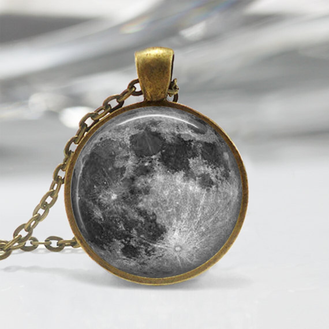 Full Moon Necklace Astronomy Jewelry Solar System Outer Space Etsy