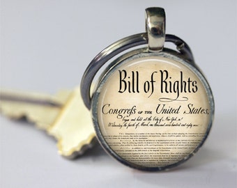 Bill of Rights Keychain United States History Ten Amendments Constitution Patriotic Key Chain, Key Fob