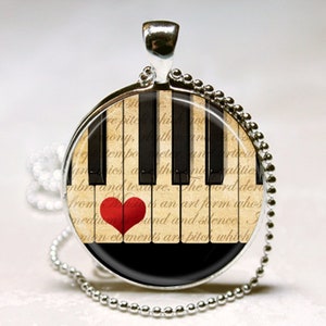 Music Jewelry Piano Necklace Keyboard Musicians Art Pendant in Bronze or Silver with Chain Included image 3