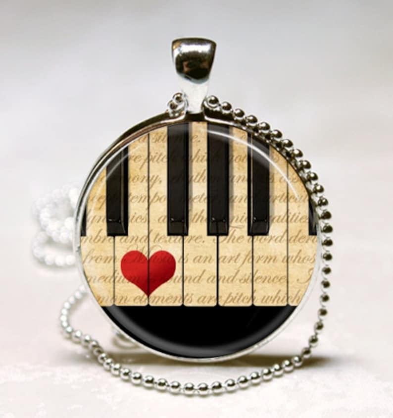 Music Jewelry Piano Necklace Keyboard Musicians Art Pendant in Bronze or Silver with Chain Included image 3