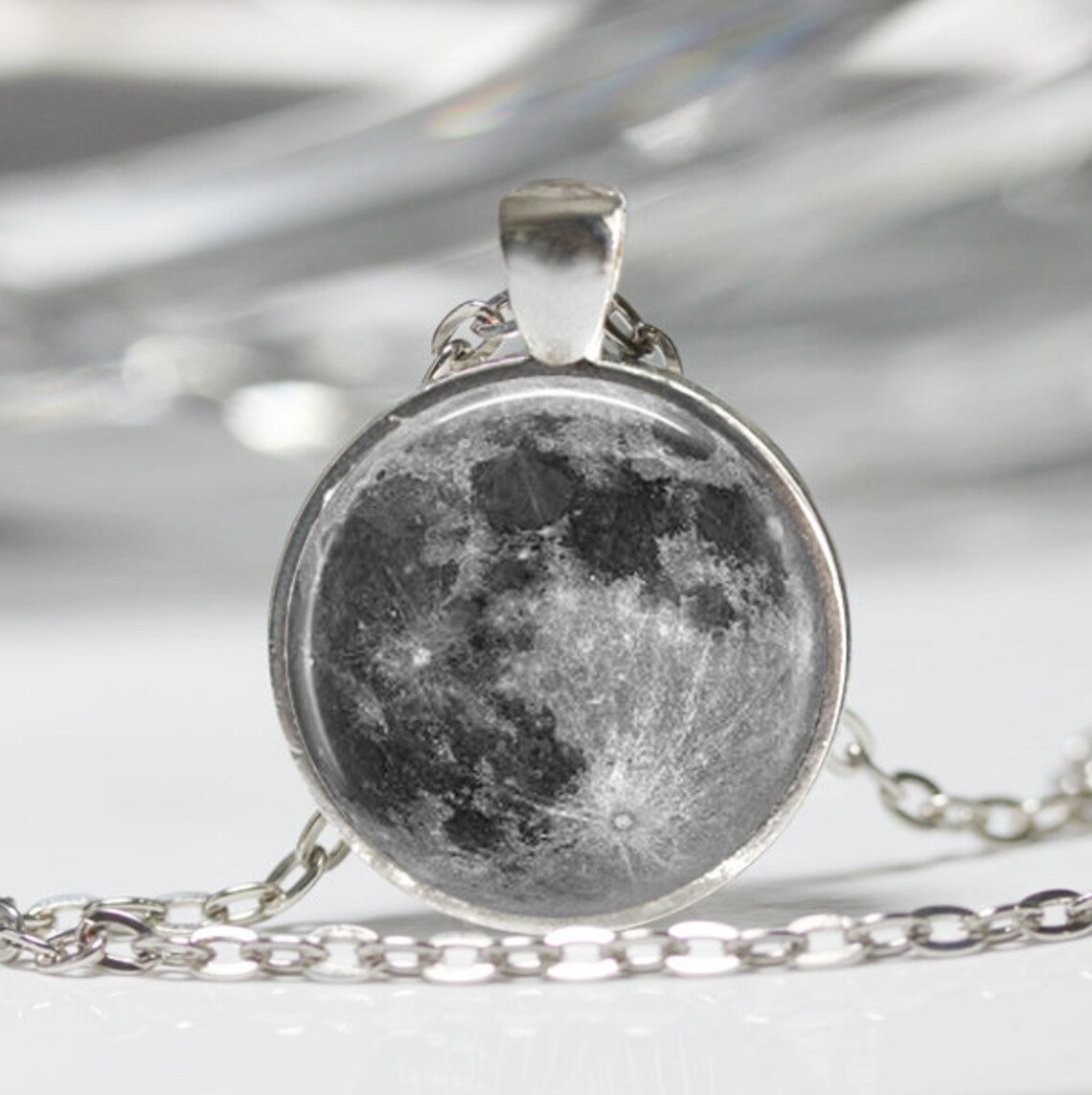 Full Moon Necklace Astronomy Jewelry Solar System Outer Space Etsy