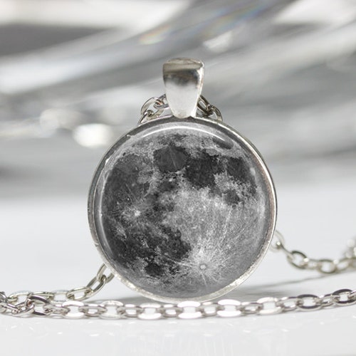 Full Moon Necklace Astronomy Jewelry Solar System Outer Space Etsy