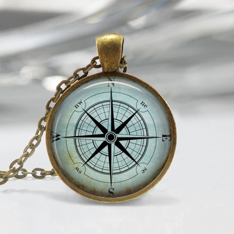 Nautical Compass Necklace Compass Rose Mariner's Jewelry Etsy