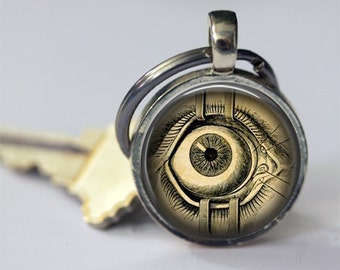 Steampunk Keychain, Human Anatomy, Evil Eye, Steam Punk Key Chain, Key Fob