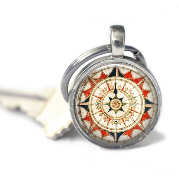 Mariner's Compass Keychain Nautical Accessories Compass Etsy