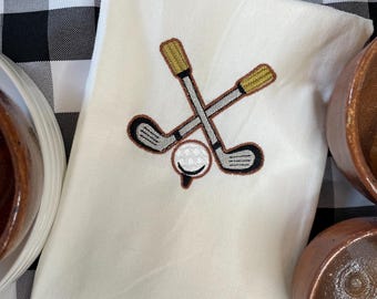 Embroidered Golf Club Tea Towel – Handmade Kitchen Decor