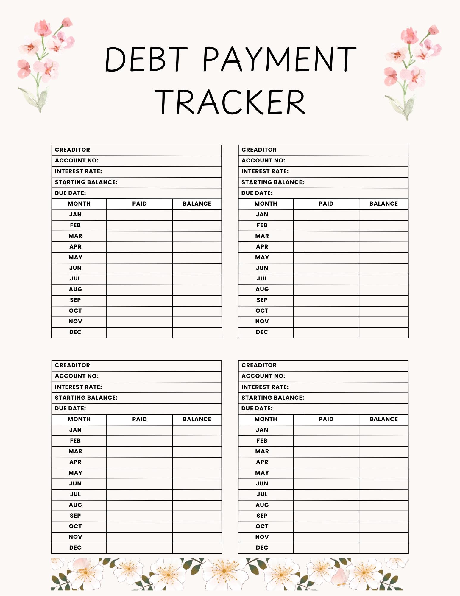 Debt Payment Tracker Printable: Debt Snowball Worksheet (PDF Download