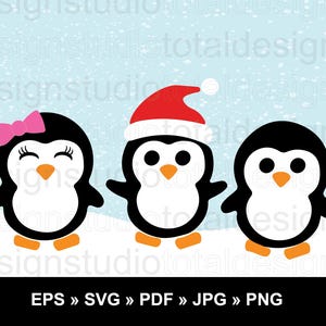 Digitaler Download Paket - 3 Pinguine - Süße Pinguine Digital Art - Winter Clipart - Kinder Clipart - eps - svg - png - pdf - jpg