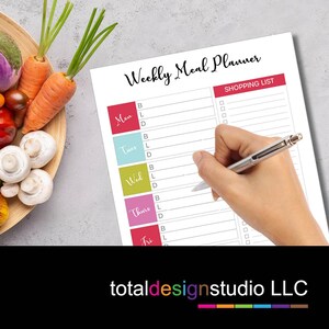 Weekly Menu Printable, Menu Plan and Grocery List INSTANT DOWNLOAD, 8.5&quot;x11&quot;