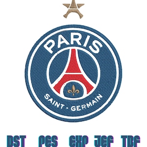PSG Embroidery Design – Paris Saint Germain Logo – Football Club Machine Embroidery File – DST PES Exp Jef – Instant Download