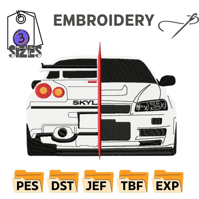 Split Car Embroidery Design – Front & Back Auto Stitch Pattern (digital ...