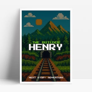 Pixel Game Themed Wall Art Print Nursery Decor Pixel Custom Print Toddler Boy Digital Posters Personalized Name Boys Room Decor