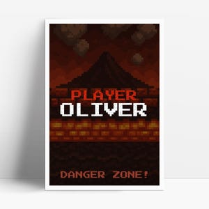 Gamer Wall Art for Boys Nursery Decor Pixel Theme player name Custom Print Toddler Boy Digital Posters Personalized Name Boys Room Decor