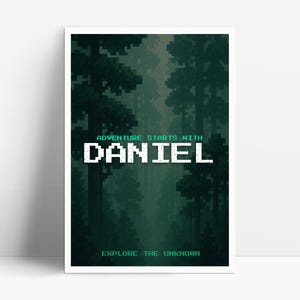 Custom Wall Art Print Nursery Decor Gamer Pixel Theme Custom Print Toddler Boy Digital Posters Personalized Name Boys Room Decor