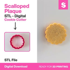 Scalloped Round Cookie Cutter Plaque: 3D Printed STL (Digital Download)