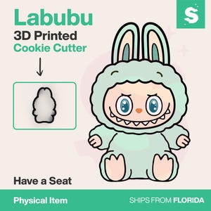 Labubu Furry Monster Cookie Cutter | 3D Printed Cookie Cutter | Cute Fluffy Monster | Labubu Have a Seat
