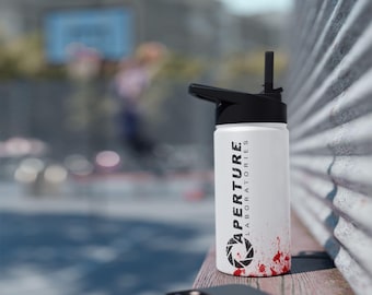 Aperture Laboratories Dihydrogen Monoxide Containment Unit | Portal Stainless Steel Water Bottle