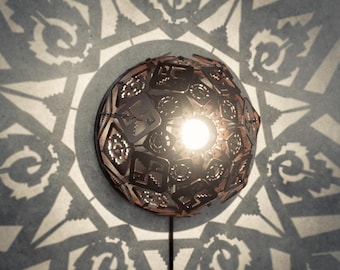 Geometrischer Wandlampenschirm | Prehispanic inspiriertes Licht, moderne dekorative Wandleuchte, Schattenmuster