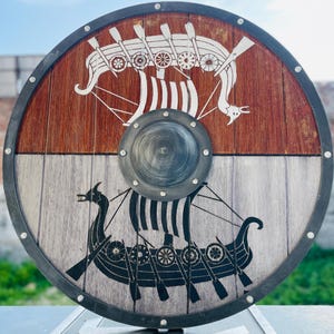 Viking Drakkar Ship Wooden Shield ~ Medieval Norse Shield LARP Cosplay