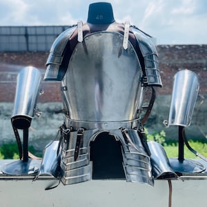 Medieval Steel Half Armor Suit ~ Battle-Ready Cuirass & Leg Guards | Knight Costume Collectible | LARP Cosplay Armor | Best Gift