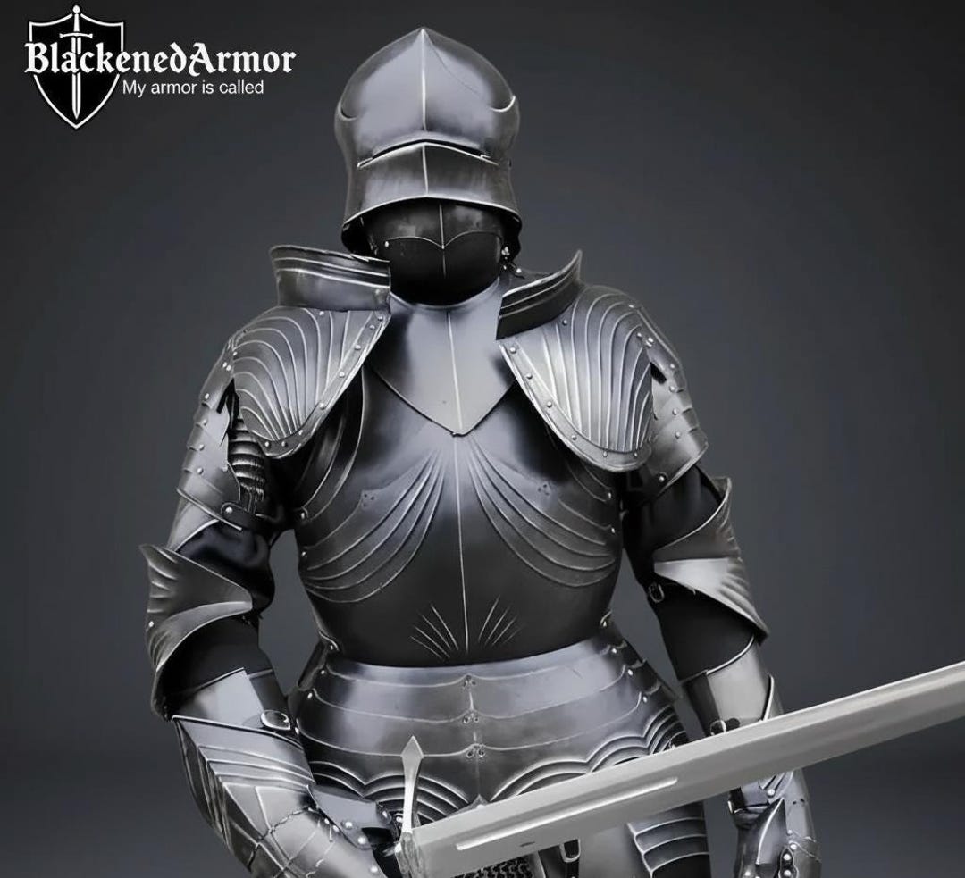 Gothic Knight Full Body Armor Suit | Medieval Dark Steel Plate Armor ...