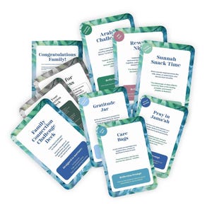Jeu de défi Liens familiaux - Cartes confessions islamiques pour familles musulmanes - Activités estivales à imprimer