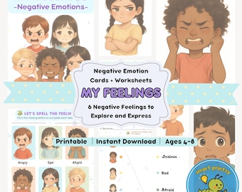 Emotion Cards & Social Emotional Worksheets for Kids – Printable Feelings Activities, Calm Corner Tools, SEL