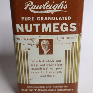 Vintage Spice Tin - Rawleigh's Spice Tin - Nutmege Spice Tin