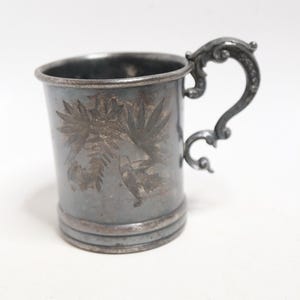 Antique Victorian Silverplate Cup - Rockford Co. - Ornate Victorian Silverplate Cup - Silverplate Mug - Pen Holder - Very Good Condition