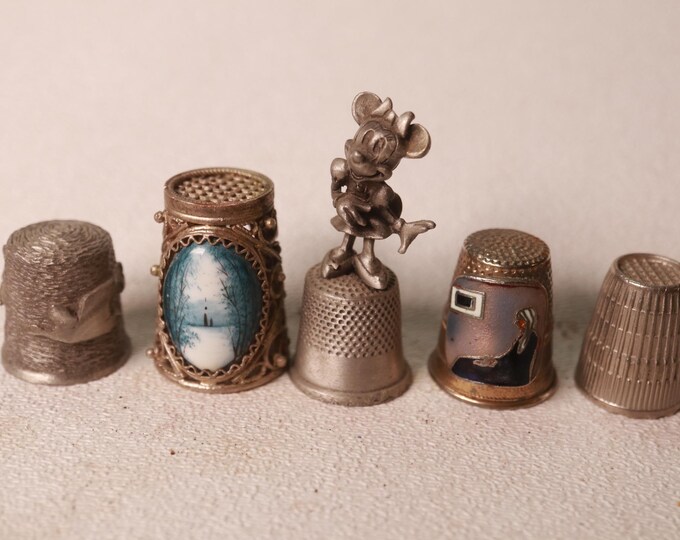 Vintage Thimble Collection - 5 Thimbles - Pewter Mini Mouse - Whistler ...
