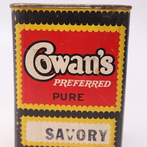 Cowan's Savory Spice Tin - Vintage Spice Tin - Savory Spice Tin - Paper Label - Excellent Condition