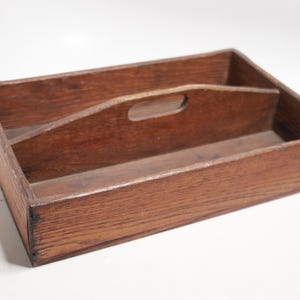 Antique Primitive Oak Cutlery Tray -  Hand Made - Wood Utensil Tray - Silverware Cady - Hand Made Oak Tray - Kitchen Antique - Knife Box
