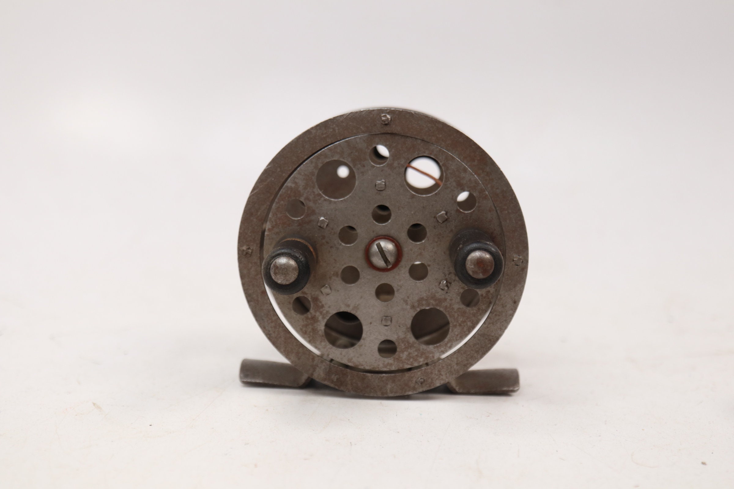 Antique Fly Fishing Reel Stamped Steel American Made Skeleton Fly