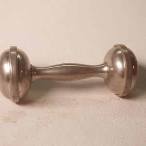 Antique Baby Rattle - Baby Toy - Nickel Plated Baby Rattle - Very Good Condition