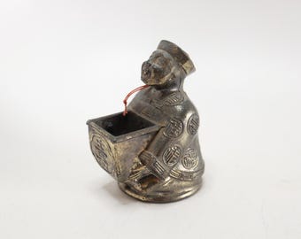 Vintage Made in Japan Chinese Man Incense Burner - Home Decor - Asian Incense Burner - Cast Iron Incense Burner - 1950s