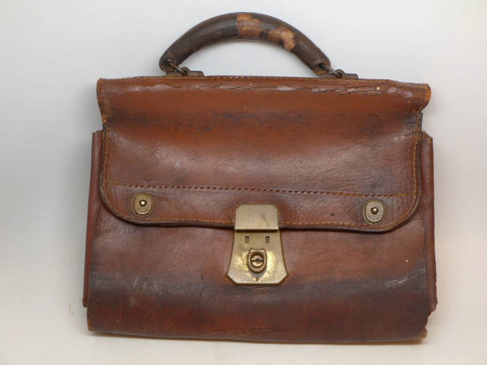 Antique Leather Bag Antique Leather Documents Bag Document Etsy