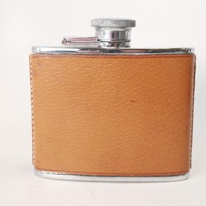 Vintage Leather Clad Flask - Made in England - 4 Ounces - Stainless Steel - Hip Flask - Liquor Flask - Drinking Flask - Excellent Condition
