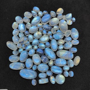 Wholesale Rainbow Moonstone Cabochon Lot Mix Shape Gemstone Blue Fire