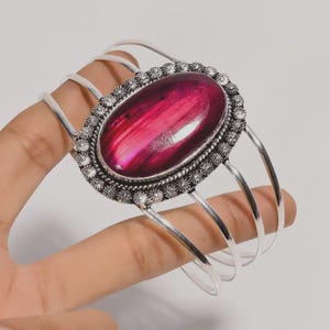 Naturliga röda blixtlarmband med labradorit - silverpläterad armring - vintage handgjorda armband - justerbara armband - elegant armband