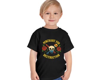 Grappig peuter-T-shirt 'Voorliefde voor vernietiging', cadeau voor muziekliefhebber