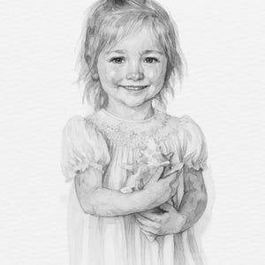 Black and white Watercolor portrait