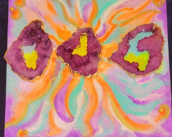 Original Crystal Art, Natural Stones art, energy infused art, Healing , Intuitive energy,  Quartz, "THIRD EYE Opening"