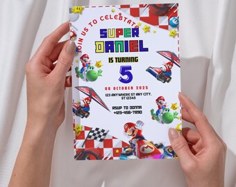 Editable Super Mario Birthday Invitation: Printable Canva Template ...
