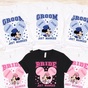 Camisetas personalizadas de Disney para recién casados, camisetas de Disney para novios, camisetas de Disney para parejas, camisetas de Disney para luna de miel, camisetas de Disney para bodas