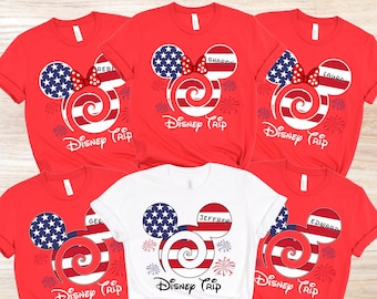 Mickey & Minnie Amerikanische Flagge Shirt, Disney 4. Juli Shirt, Disney Bunt-weißes T-Shirt, Disney Unabhängigkeitstag-T-Shirt, Disney Gedenktag-T-Shirt